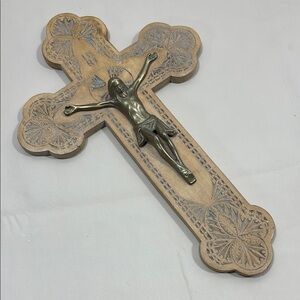 Wooden Cross with Bronze Jesus Figure​​​